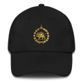 Lion & Sun Hat in Black – Persian heritage dad cap, front view