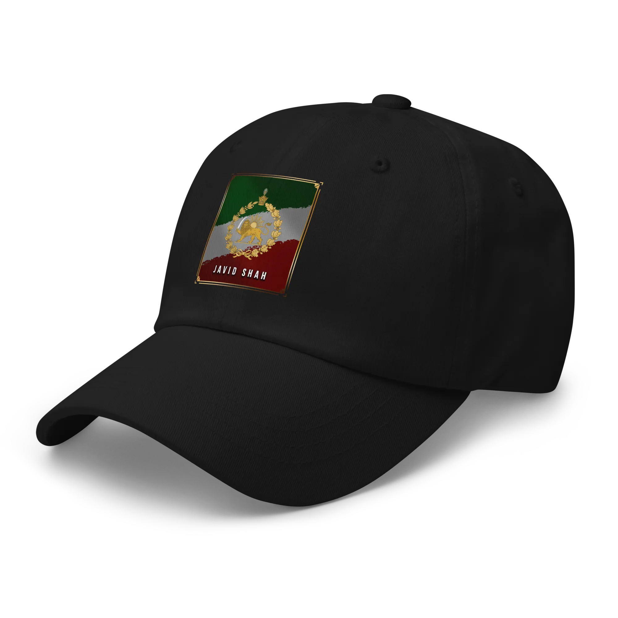 Javid Shah Lion & Sun Dark Edition Hat in Black – left angle view