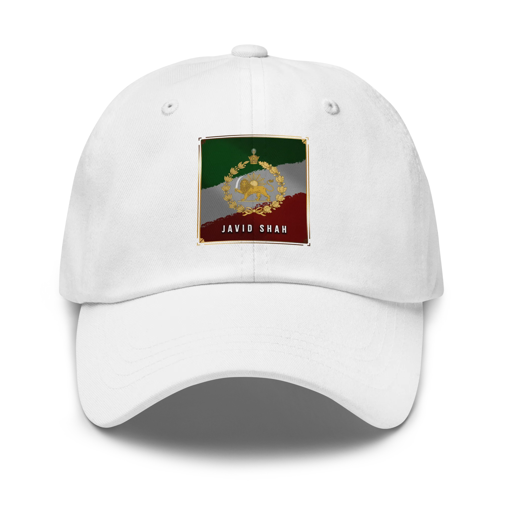 Javid Shah Lion & Sun Dark Edition Hat in White – front view