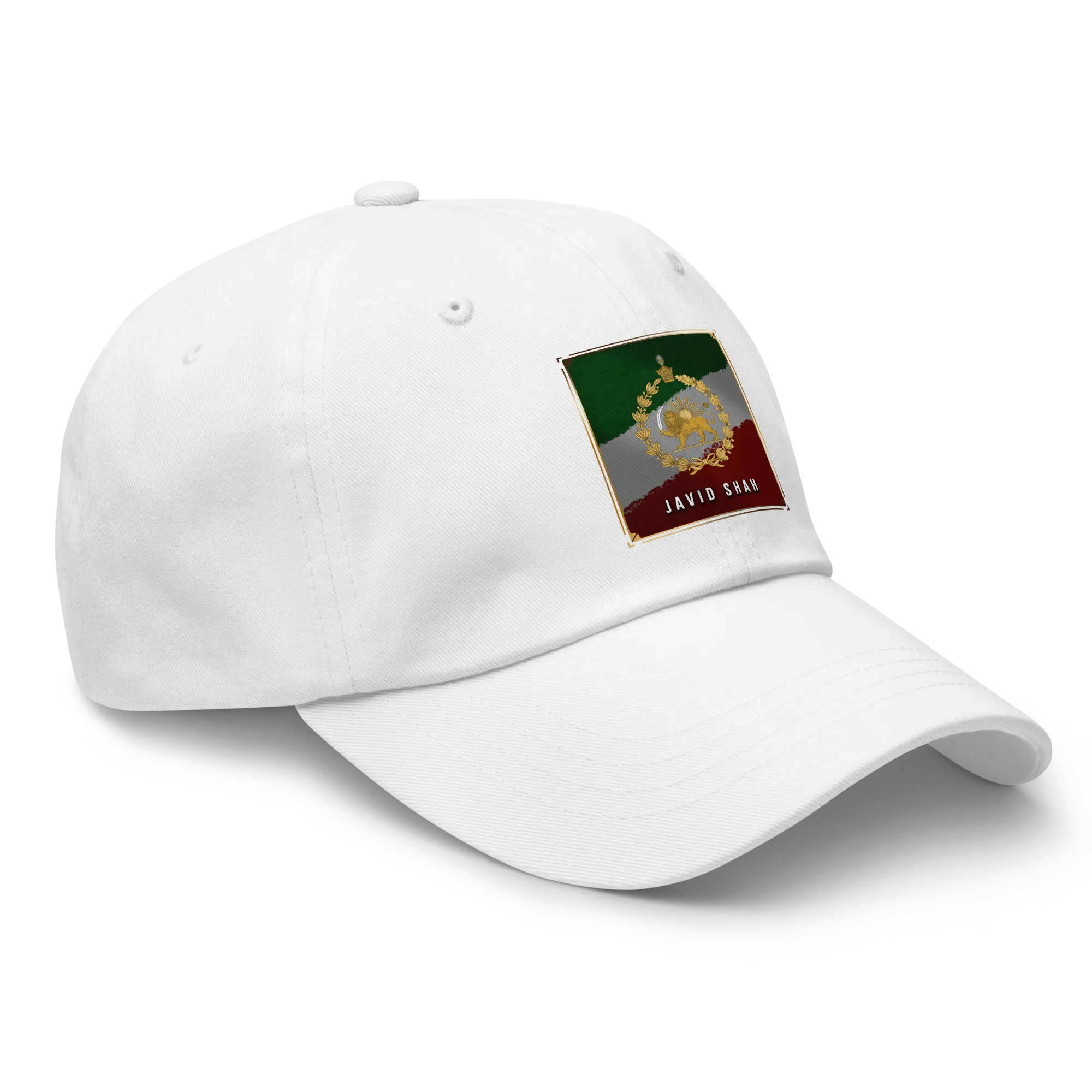 Javid Shah Lion & Sun Dark Edition Hat in White – right angle view