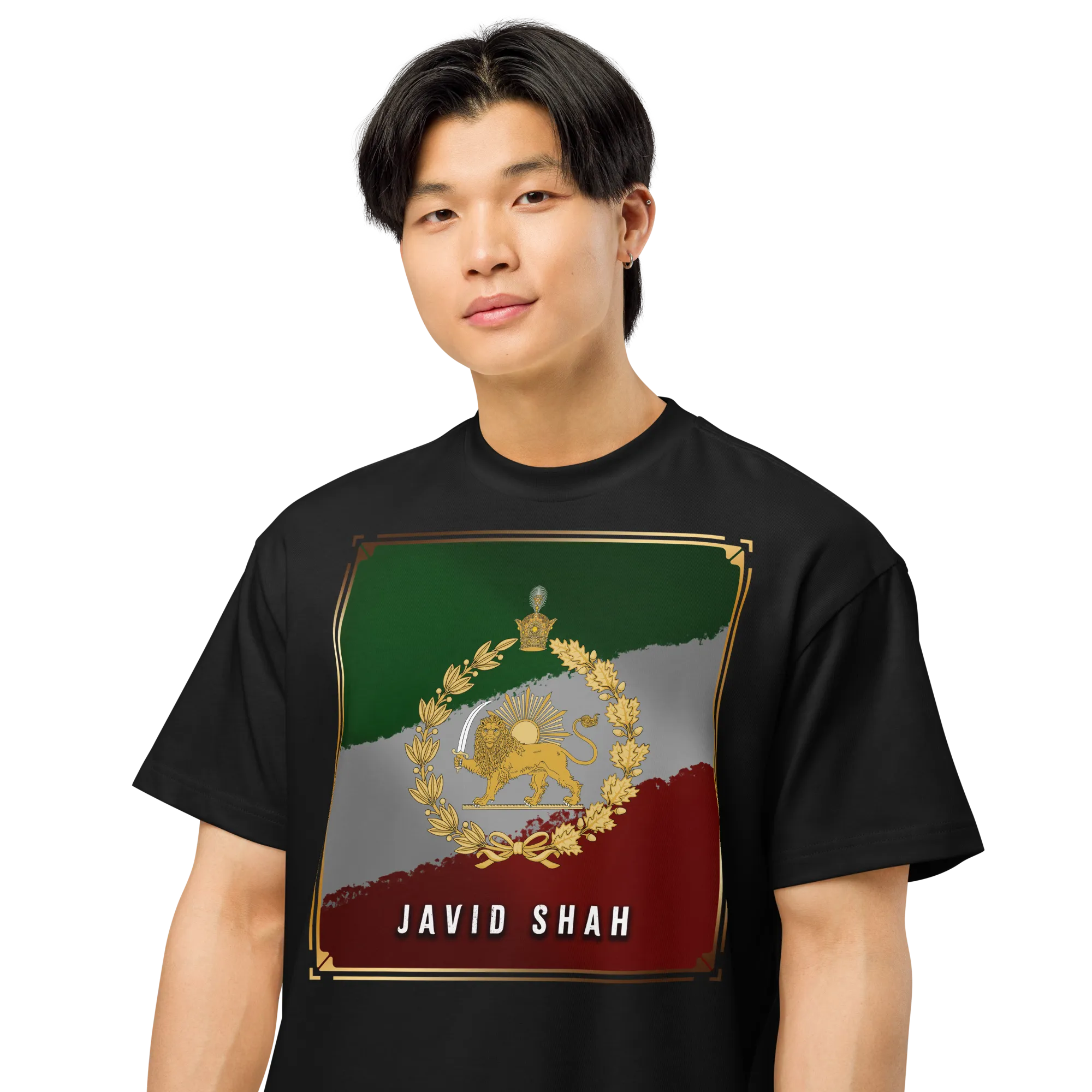 Javid Shah Lion & Sun Dark Edition T-Shirt in Black – second front view