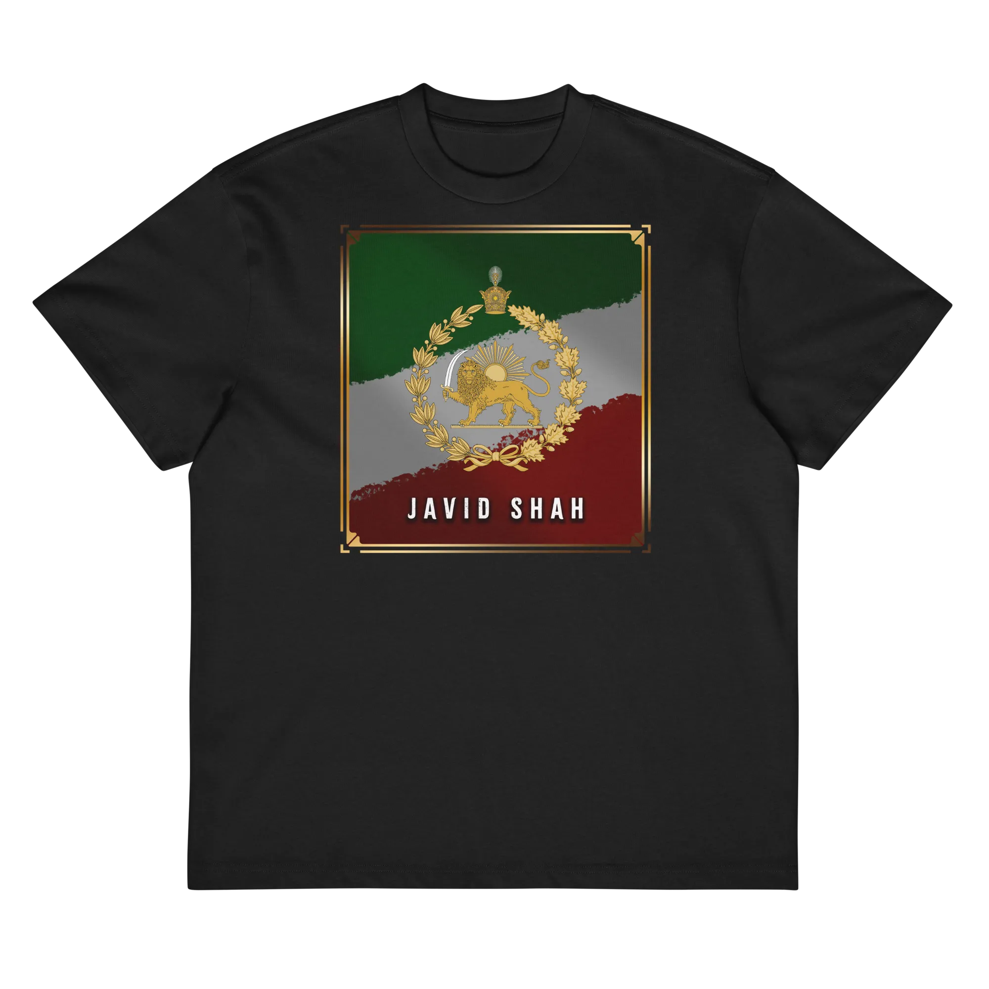 Javid Shah Lion & Sun Dark Edition T-Shirt in Black – alternate front view