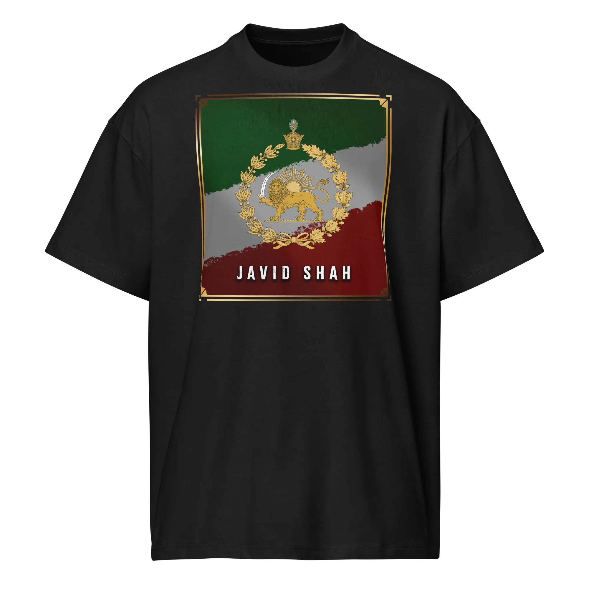 Javid Shah Lion & Sun Dark Edition T-Shirt in Black – front view