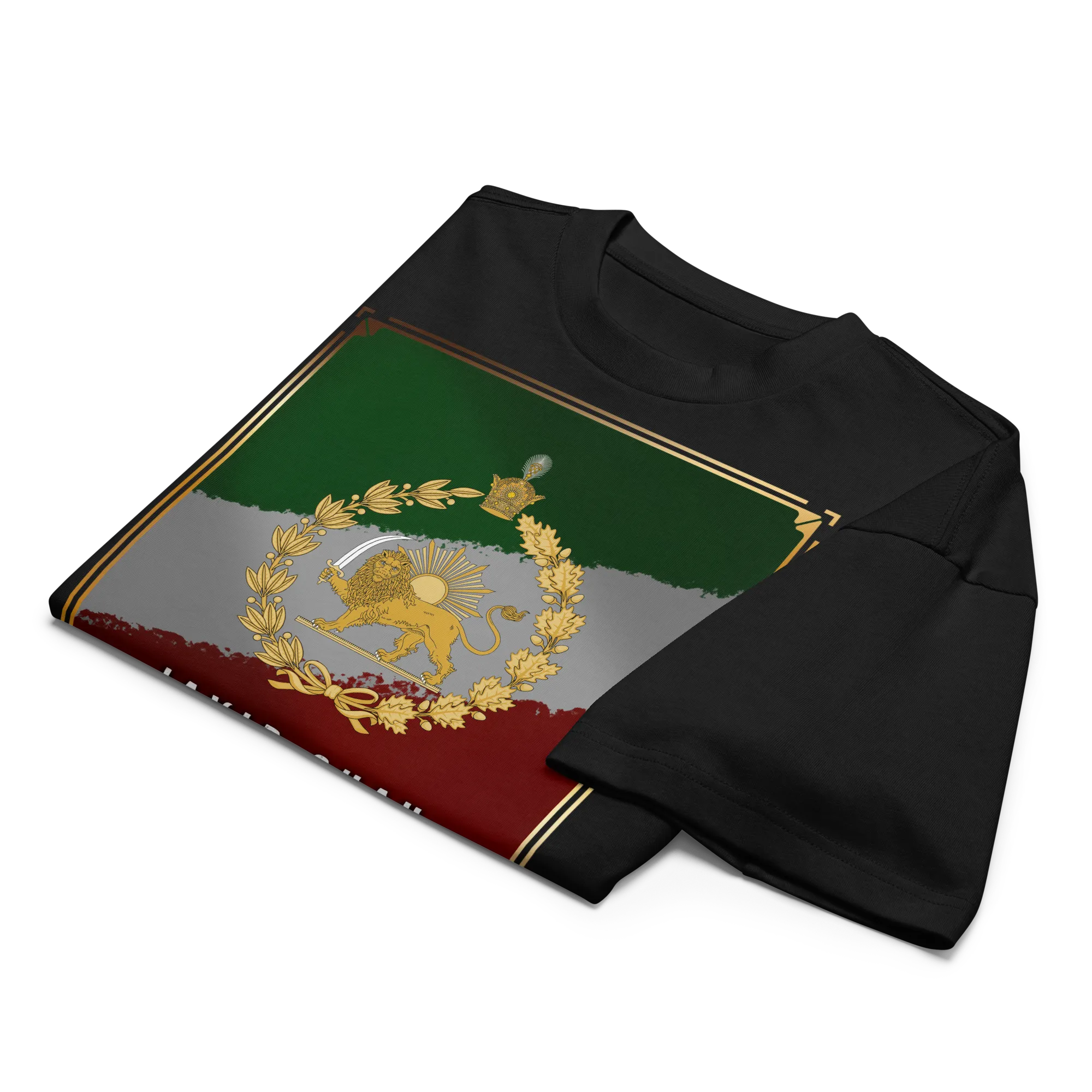 Javid Shah Lion & Sun Dark Edition T-Shirt in Black – detail front view