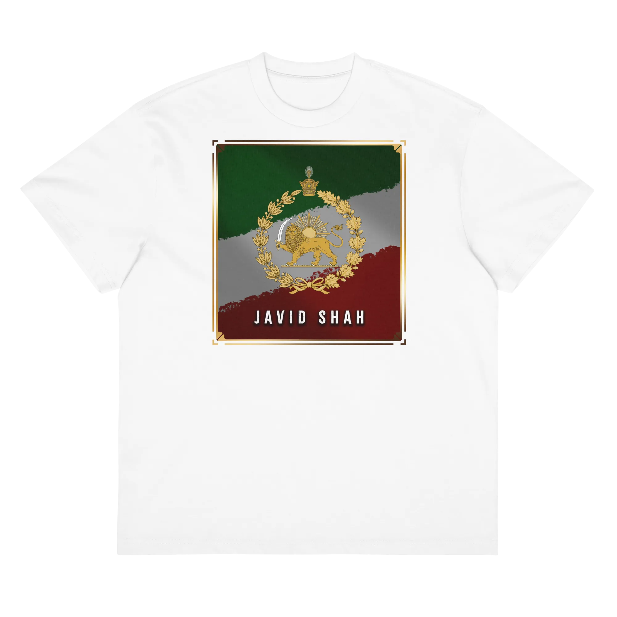 Javid Shah Lion & Sun Dark Edition T-Shirt in White – alternate front view
