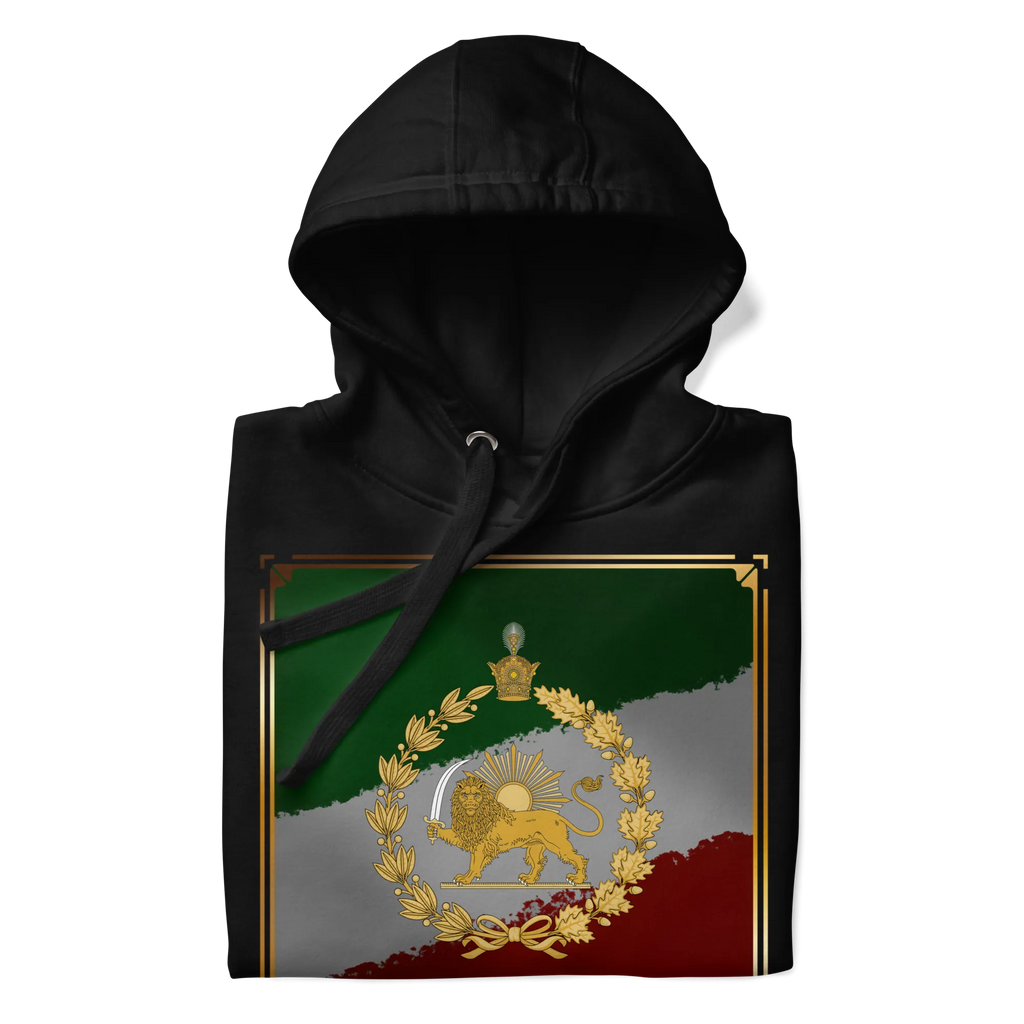 Javid Shah Lion & Sun Dark Edition Hoodie in Black – detail front view
