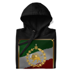 Javid Shah Lion & Sun Dark Edition Hoodie in Black – detail front view
