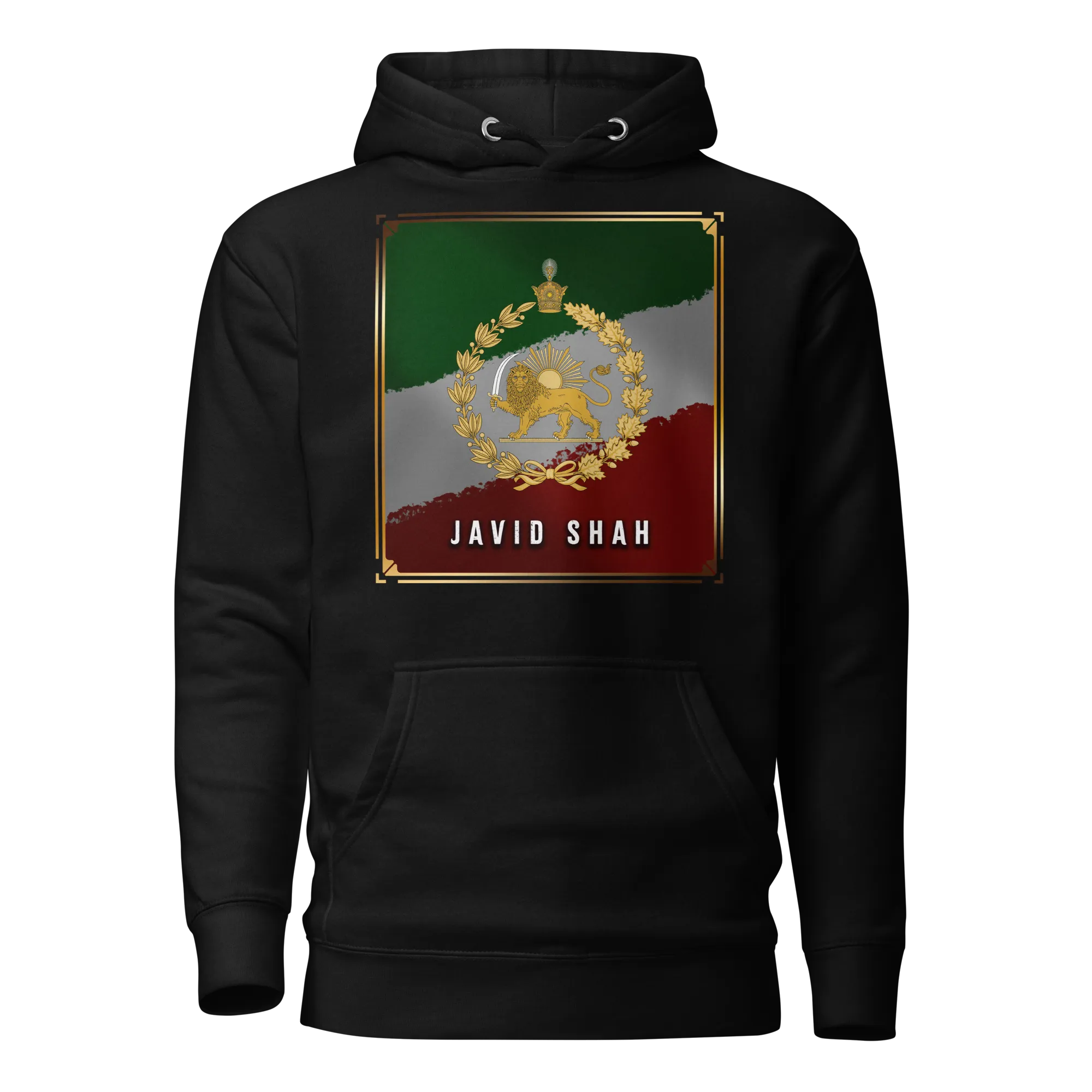 Javid Shah Lion & Sun Dark Edition Hoodie in Black – front view