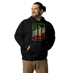 Javid Shah Lion & Sun Dark Edition Hoodie in Black – close-up front view