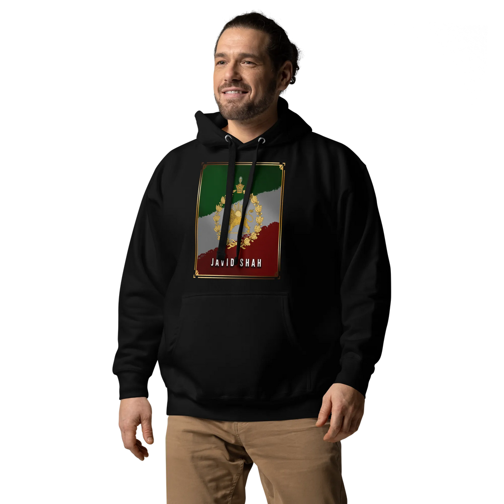 Javid Shah Lion & Sun Dark Edition Hoodie in Black – left angle view