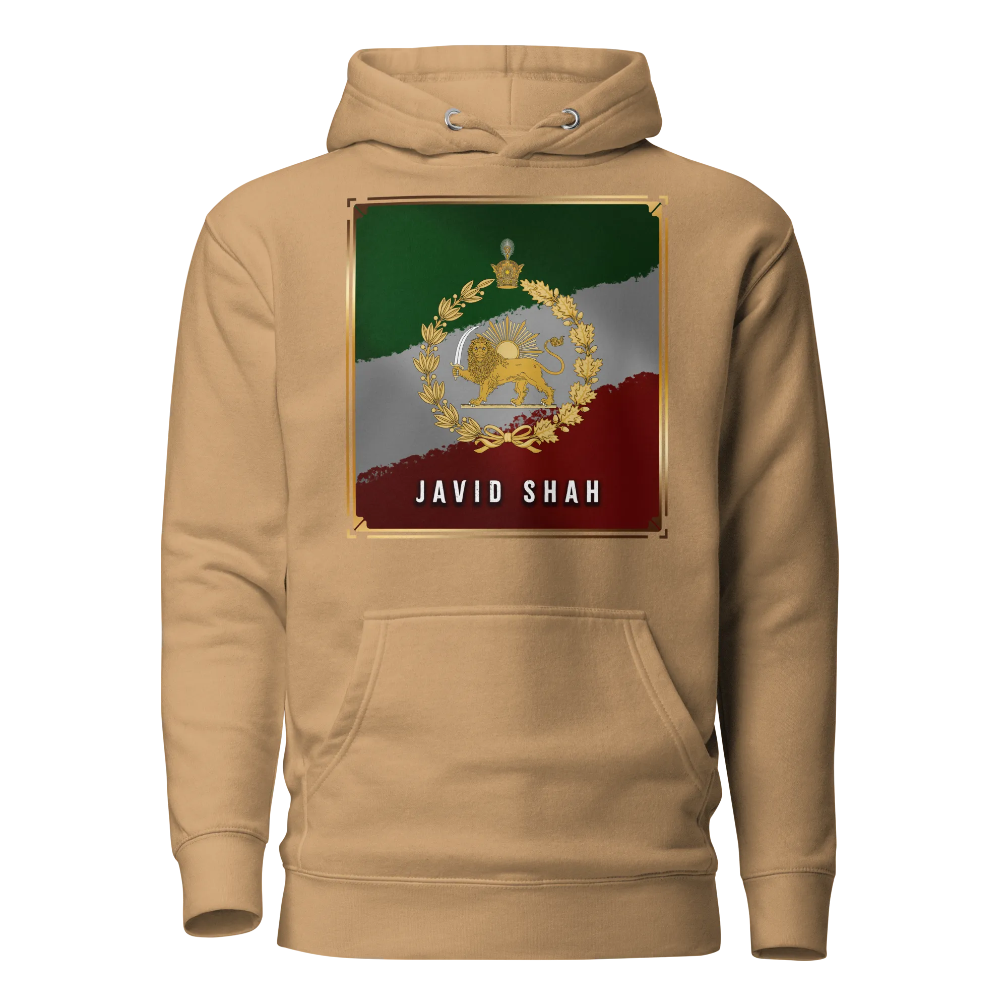 Javid Shah Lion & Sun Dark Edition Hoodie in Khaki – front view
